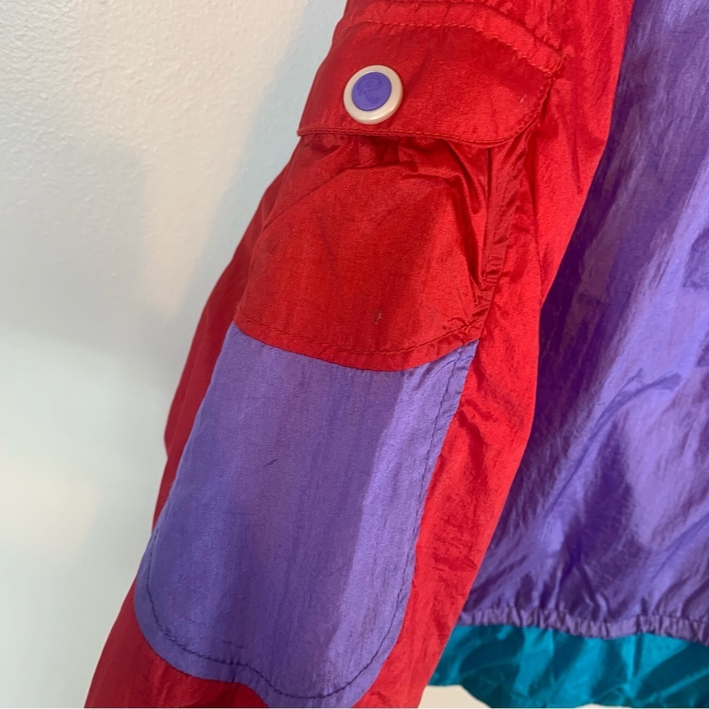 Vintage Roffe 80s or 90s Colorful Ski Snow Jacket Red Purple Blue Juniors 16 - Picture 8 of 15